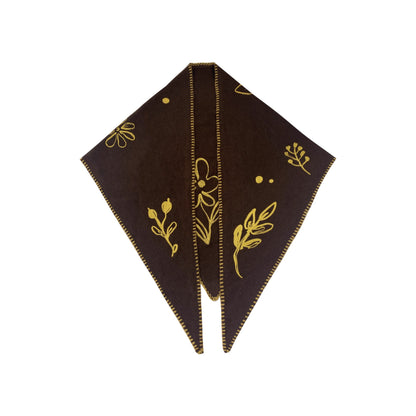 植物の刺繍ウールマフラー