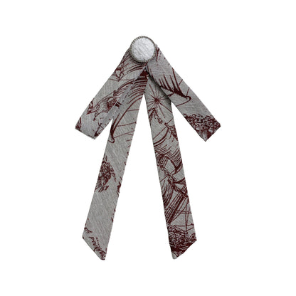 帆船と羅針盤の線画ストラップバルーンスカートとブラウス - Wine Red