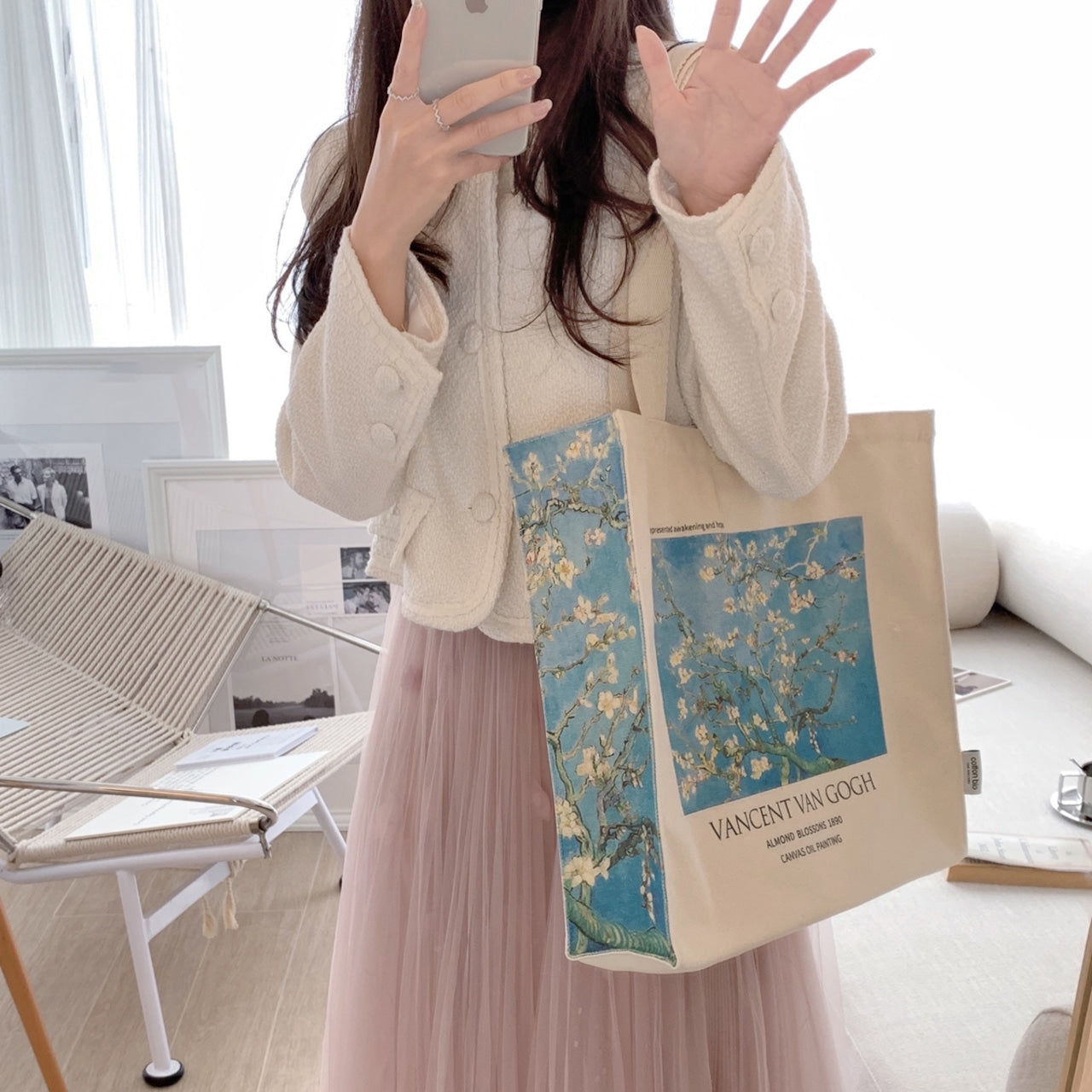"Blooming Almond Tree Branch" Tote Bag