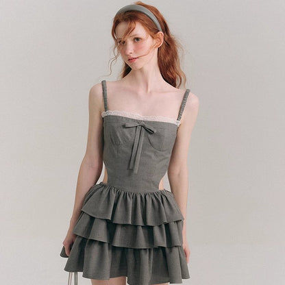 Fluffy skirt cake skirt hollow suspender dress