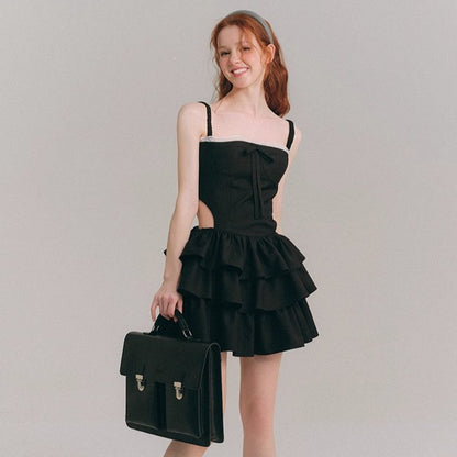 Fluffy skirt cake skirt hollow suspender dress