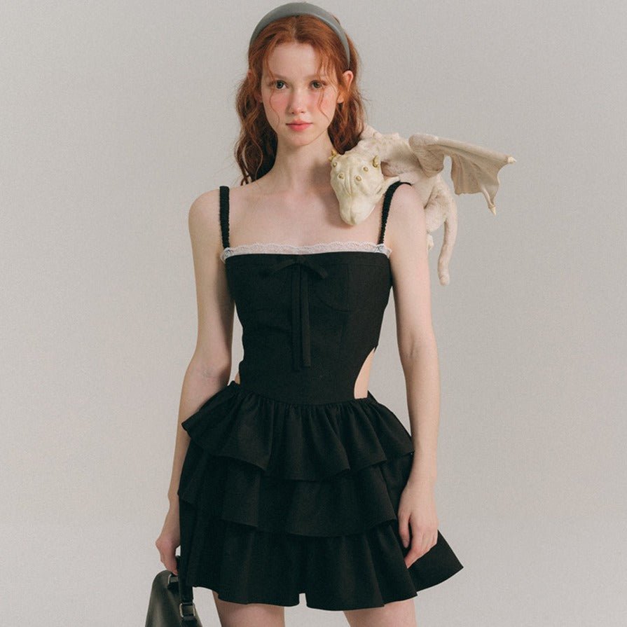 Fluffy skirt cake skirt hollow suspender dress