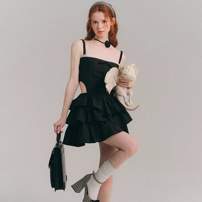 Fluffy skirt cake skirt hollow suspender dress