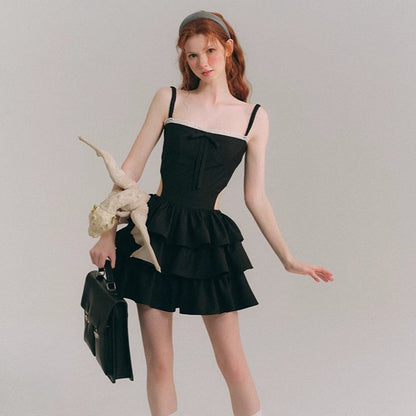 Fluffy skirt cake skirt hollow suspender dress