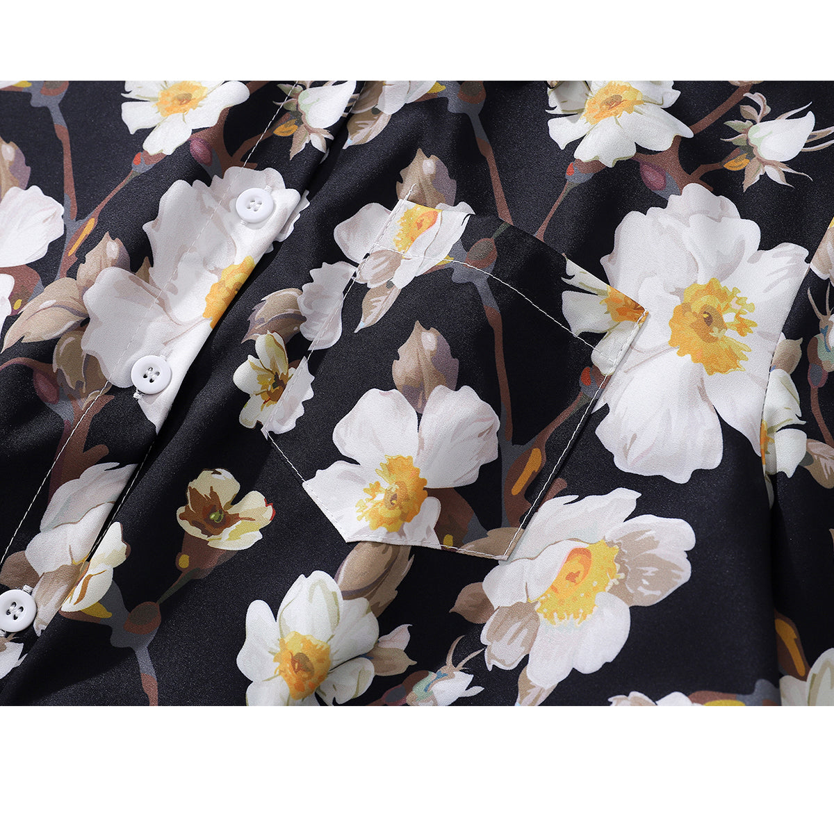 漆黒の夜の秋桜ショートシャツ