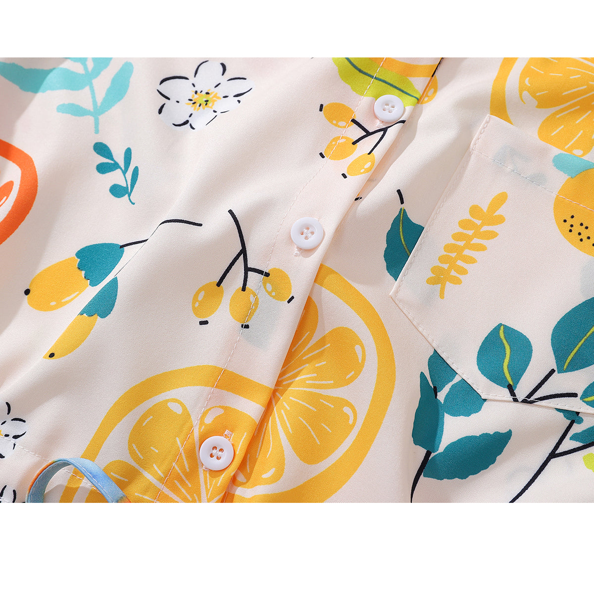 檸檬と果実と花柄ショートシャツ