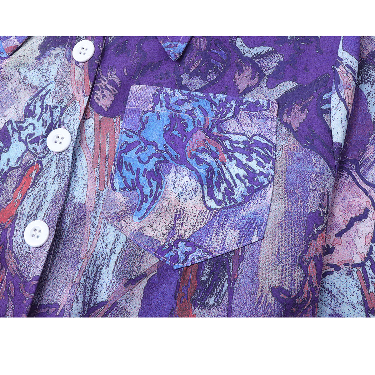 本紫の花の抽象画ショートシャツ