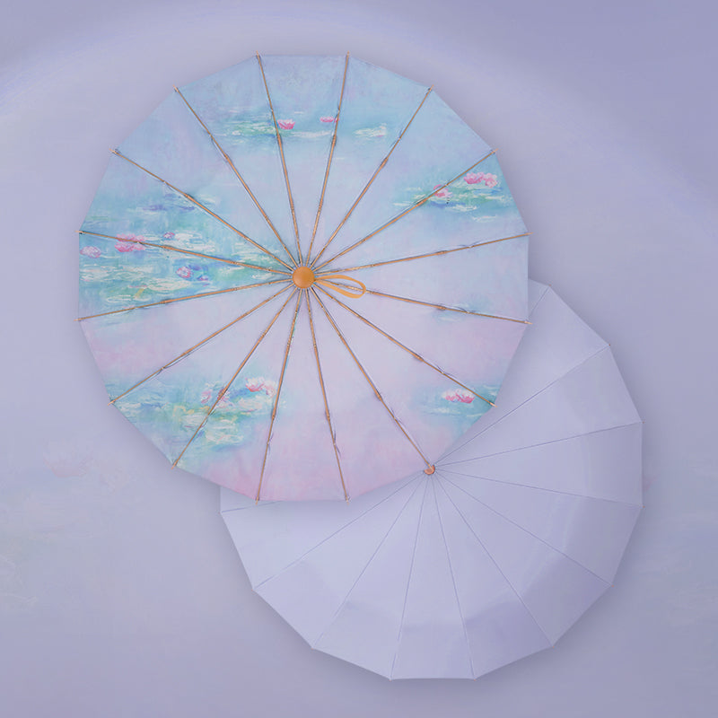 Water Lilies折りたたみ傘 - Light Purple