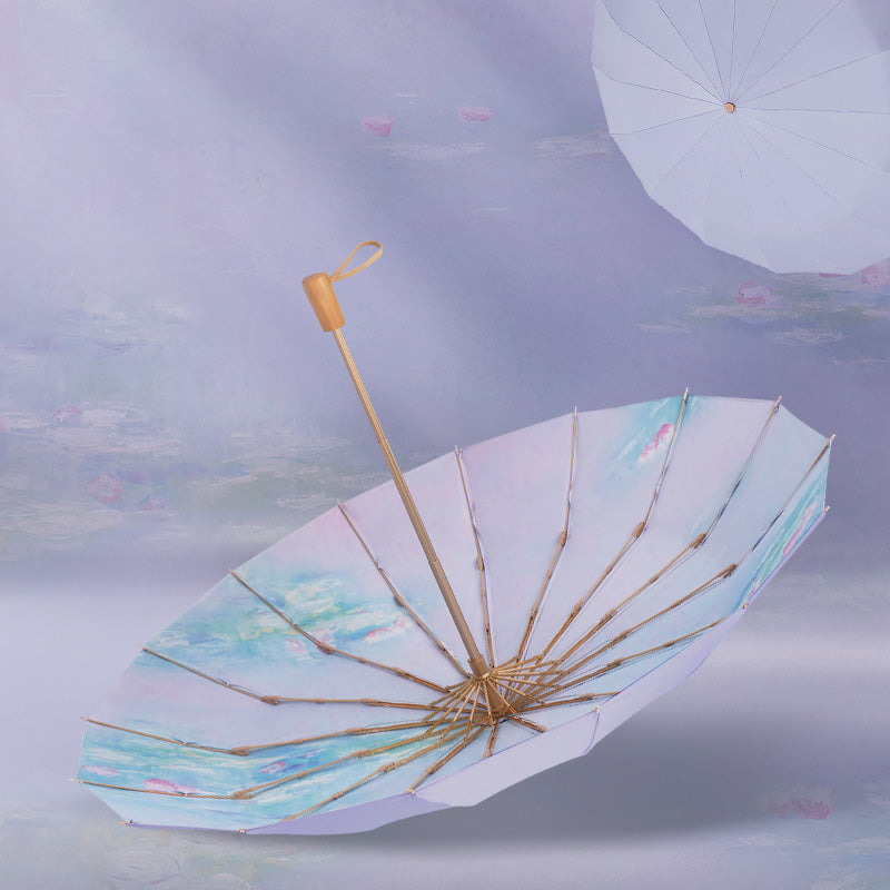 Water Lilies折りたたみ傘 - Light Purple