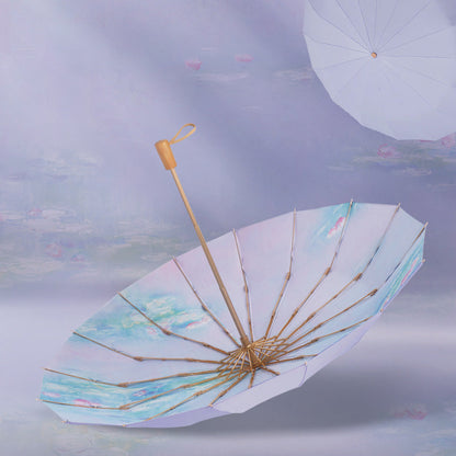 Water Lilies折りたたみ傘 - Light Purple