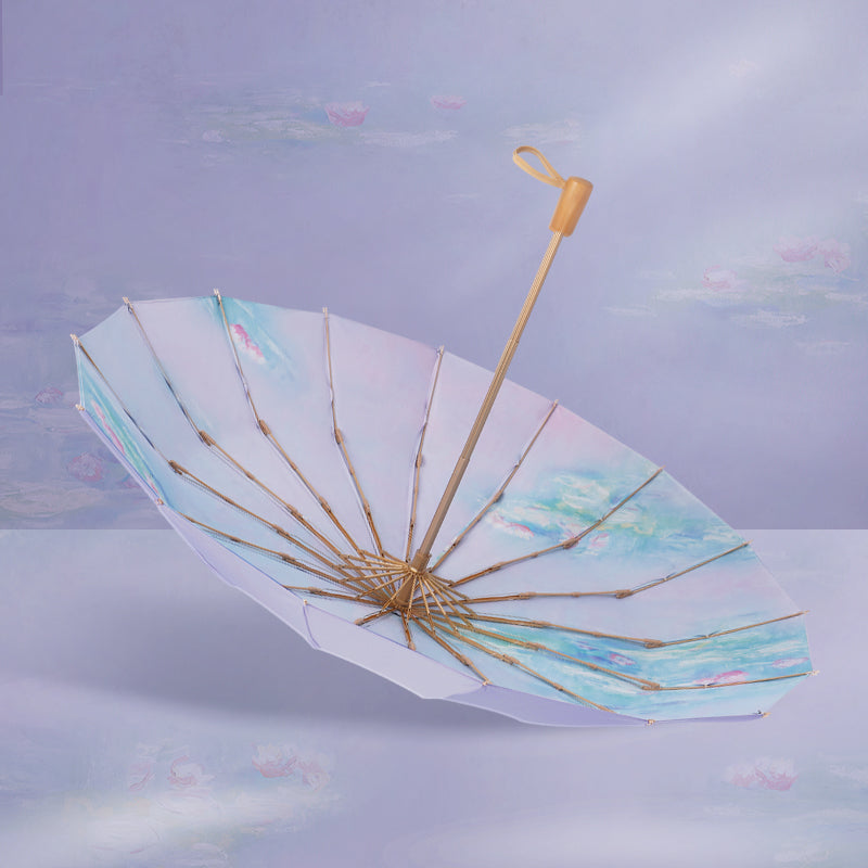 Water Lilies折りたたみ傘 - Light Purple