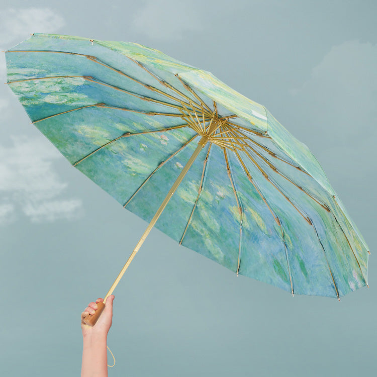 Water Lilies折りたたみ傘 - Light Green