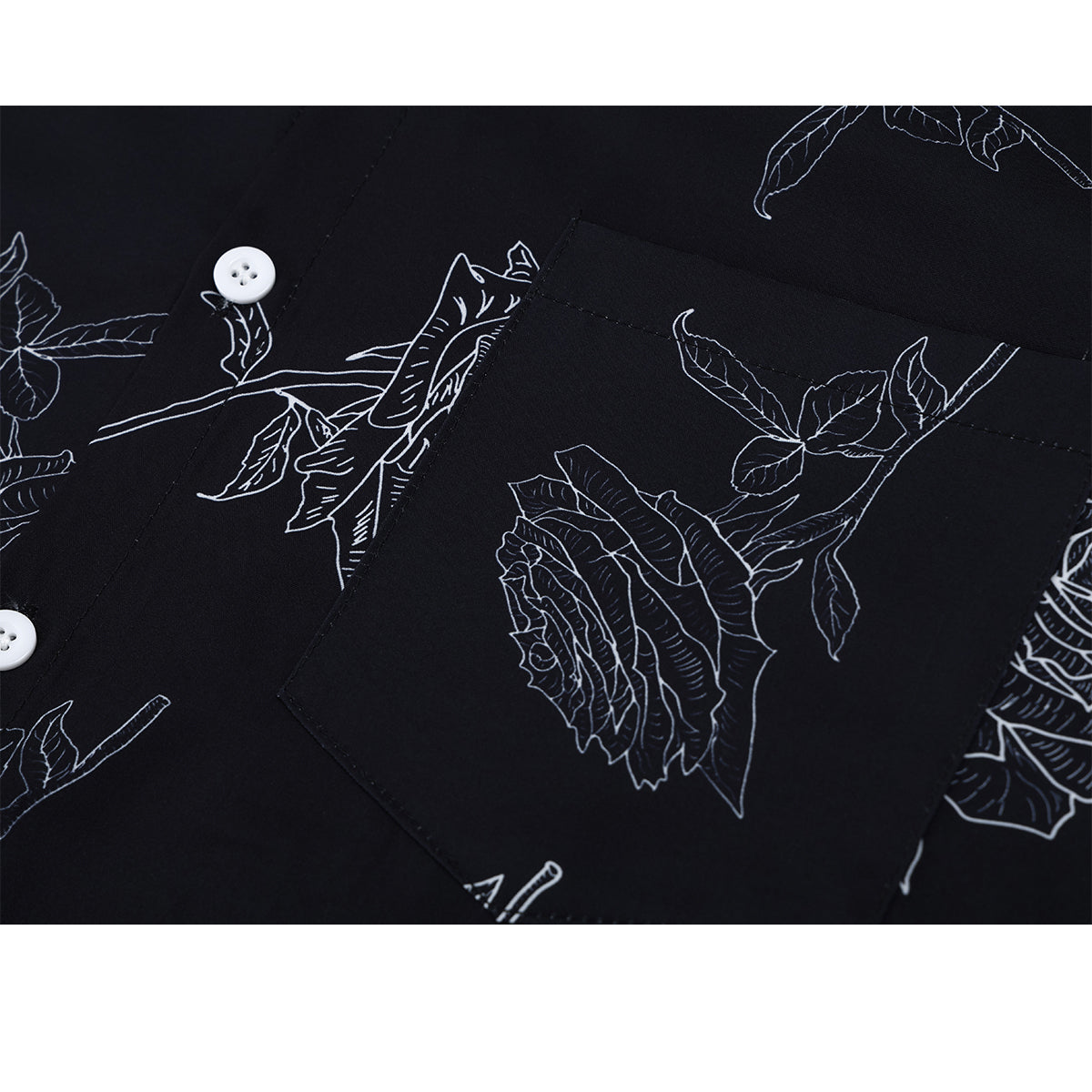 黒薔薇の線画シャツ