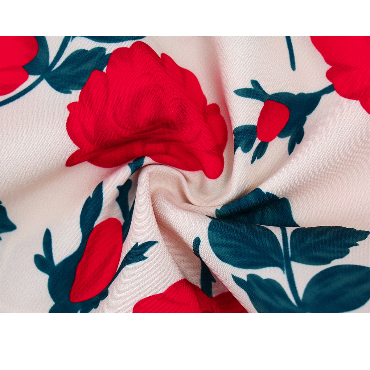 深紅の薔薇柄ショートシャツ