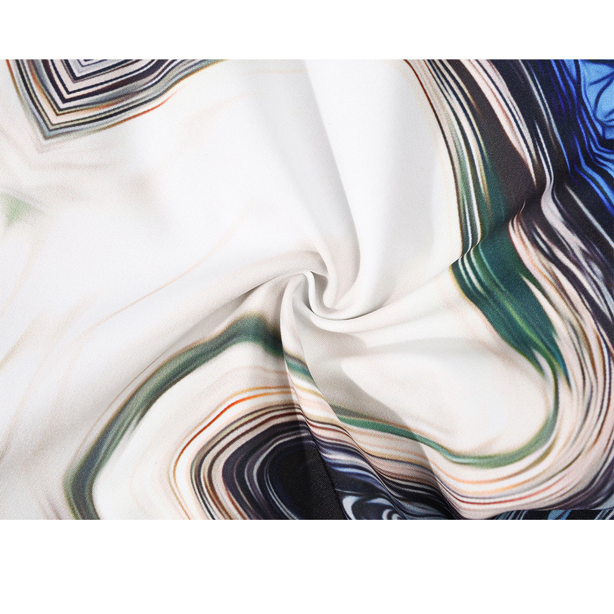 紺藍の抽象画ショートシャツ