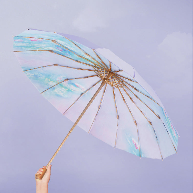 Water Lilies折りたたみ傘 - Light Purple