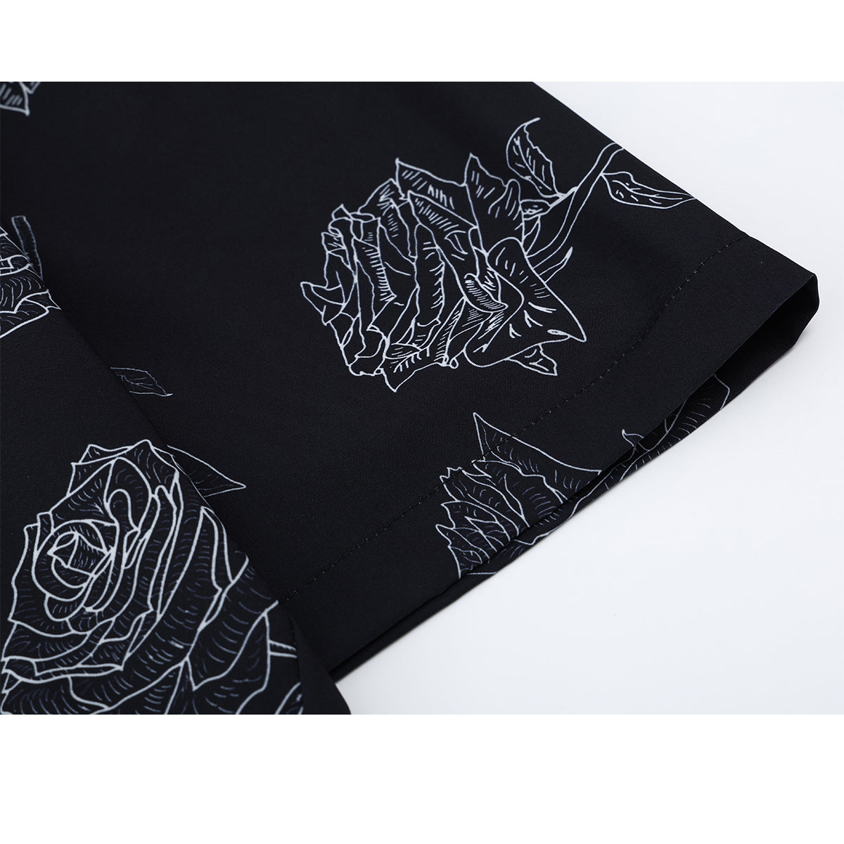 黒薔薇の線画シャツ