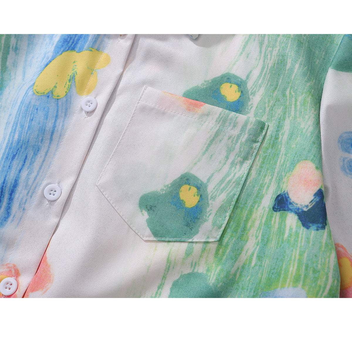 油絵の花絵画ショートシャツ