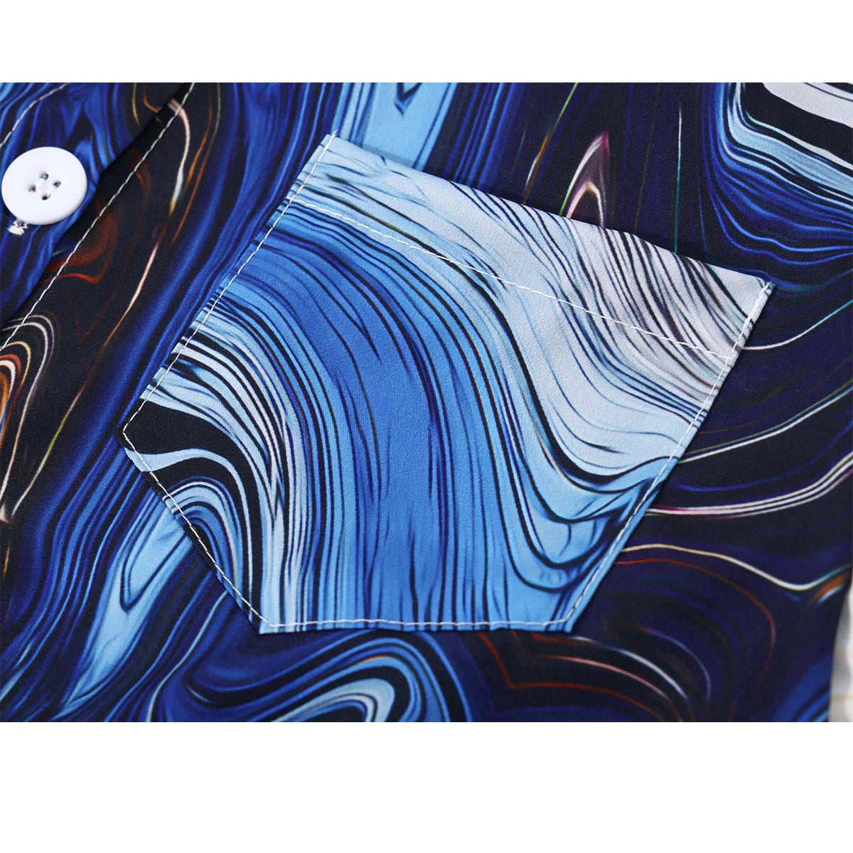 紺藍の抽象画ショートシャツ