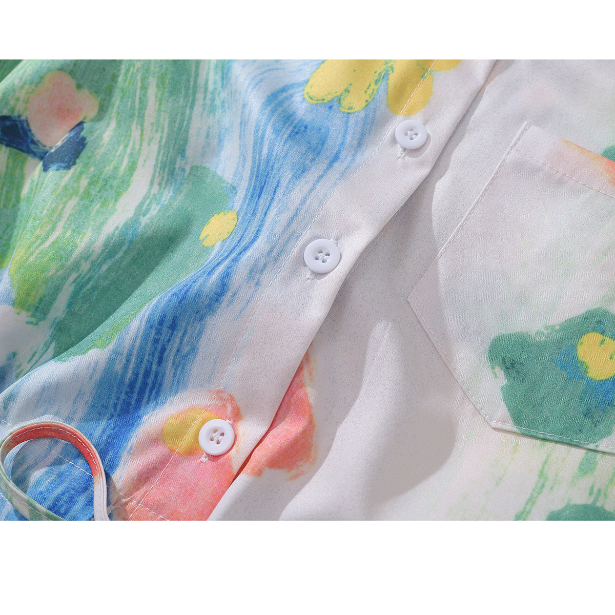 油絵の花絵画ショートシャツ