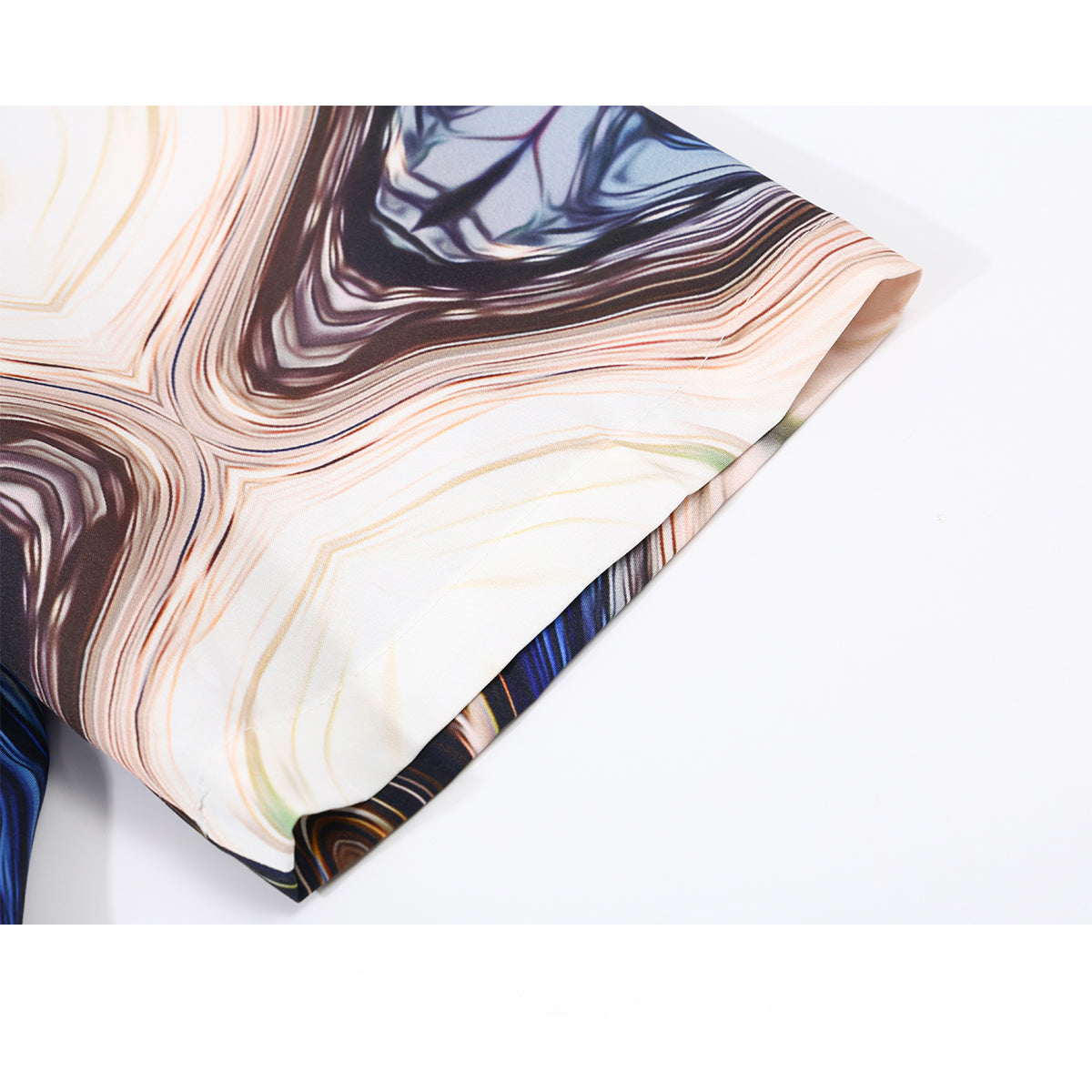 紺藍の抽象画ショートシャツ