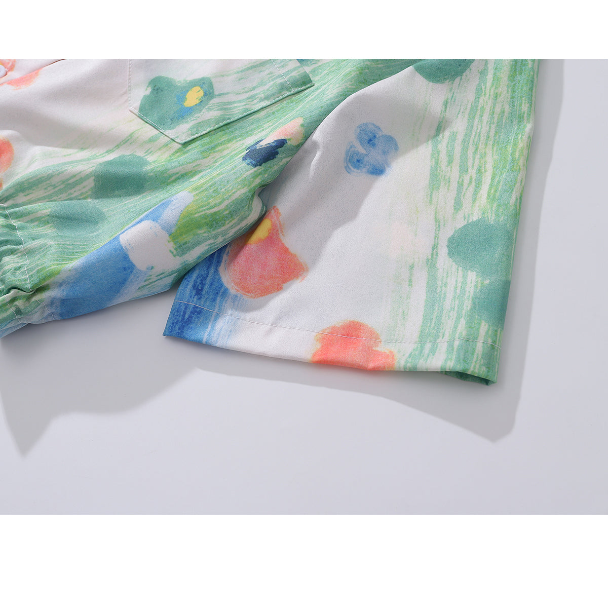 油絵の花絵画ショートシャツ