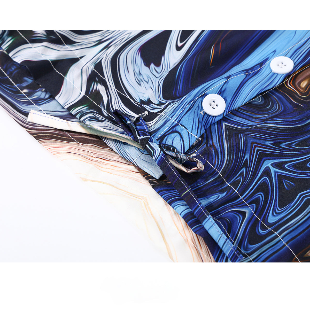 紺藍の抽象画ショートシャツ