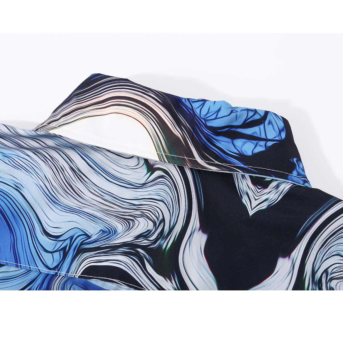 紺藍の抽象画ショートシャツ