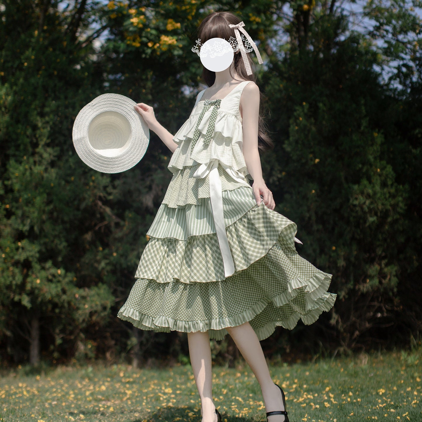新緑の森のお嬢様のティアードワンピース
