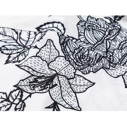 百合の花の線画ショートシャツ