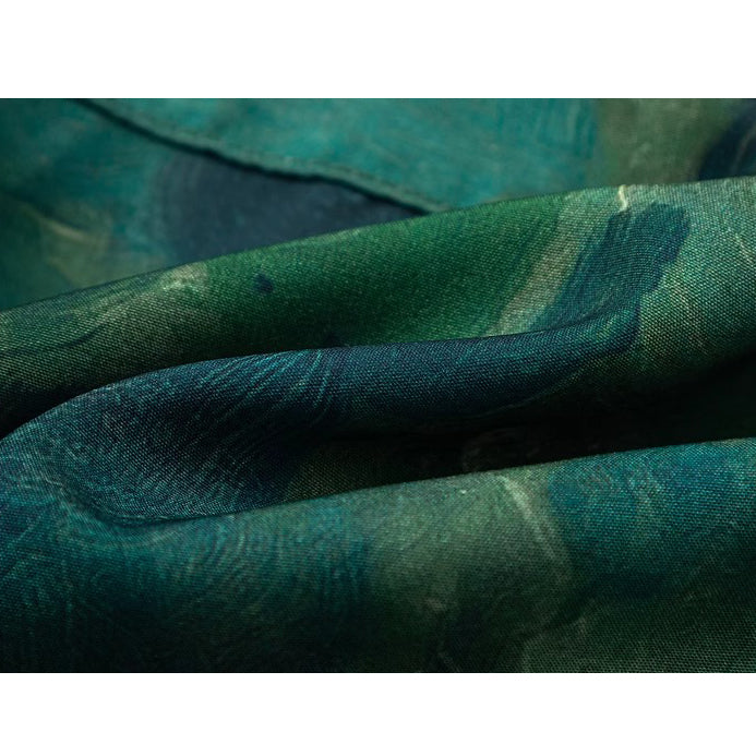 濃緑の油彩画ショートシャツ