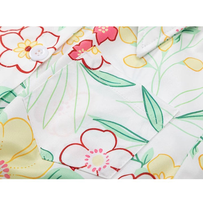 南国の花の挿絵ショートシャツ