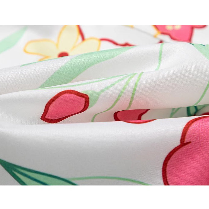 南国の花の挿絵ショートシャツ