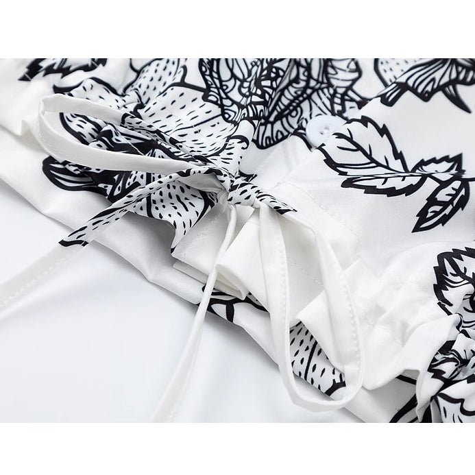 百合の花の線画ショートシャツ