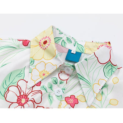 南国の花の挿絵ショートシャツ