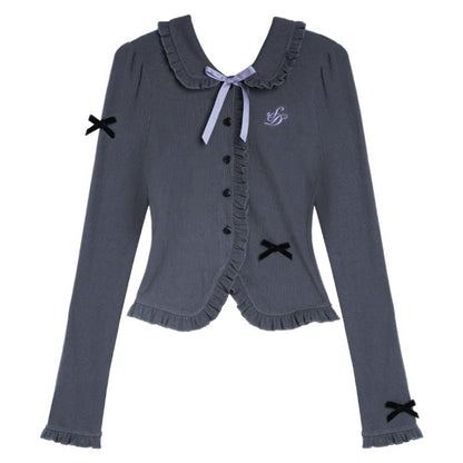 Playful Gray Sweet and Cool Knitted Cardigan