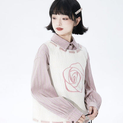 shallot good tailoring original rose embroidery knit vest