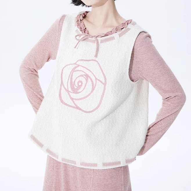 shallot good tailoring original rose embroidery knit vest