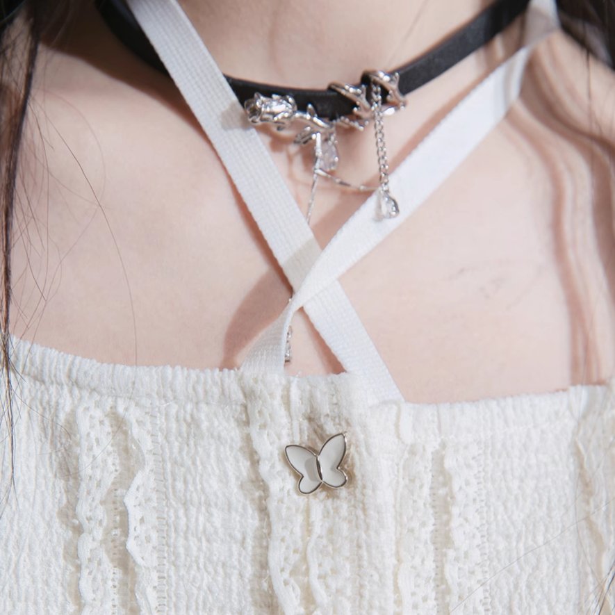 White shirt square collar lace-up waist shirt