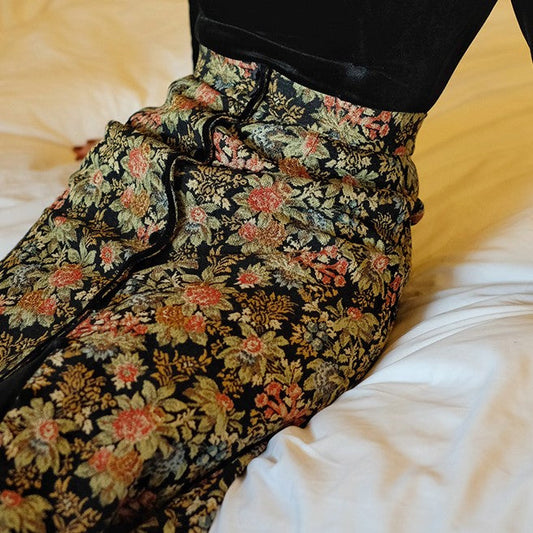 花群集の綵絵ジャガードスカート