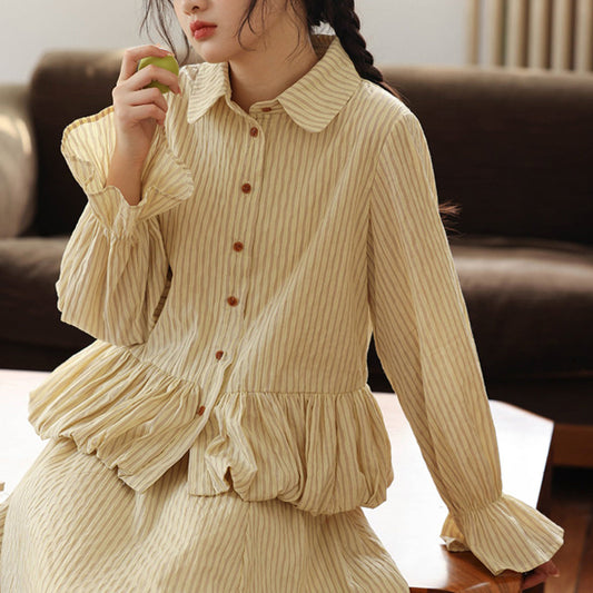 striped French retro blouse