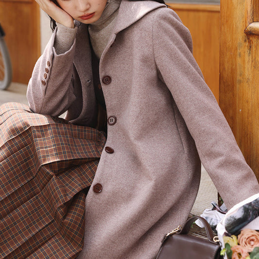 Gray lady's retro wool coat