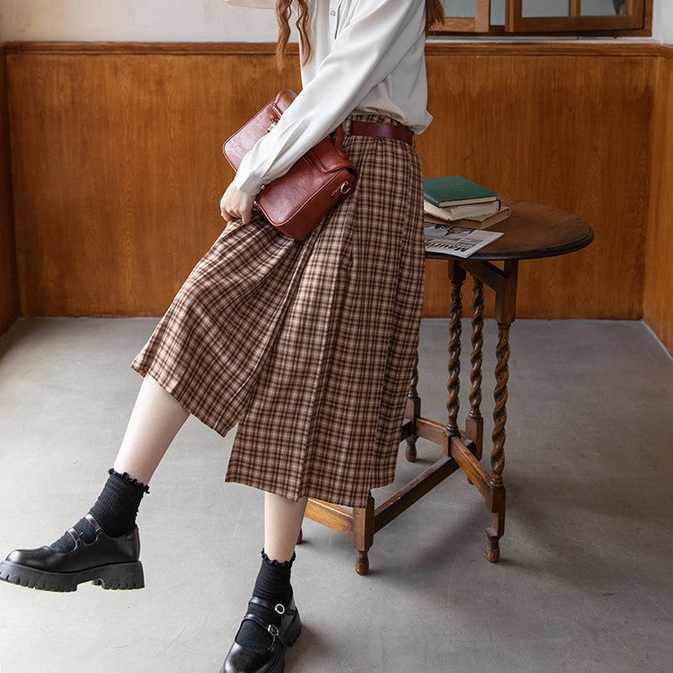 British plaid asymmetric skirt