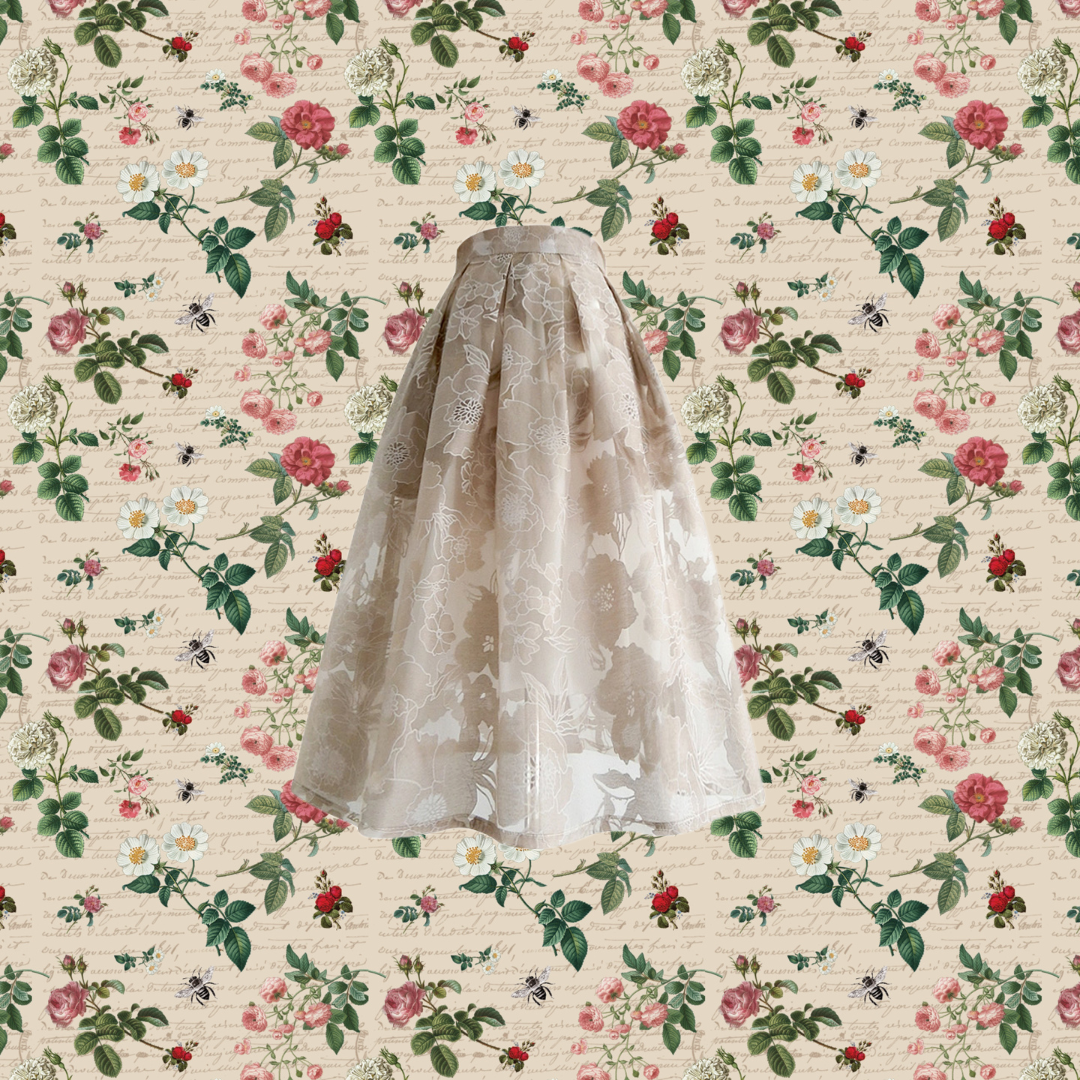 薄明かりの花柄ヘップバーンスカート