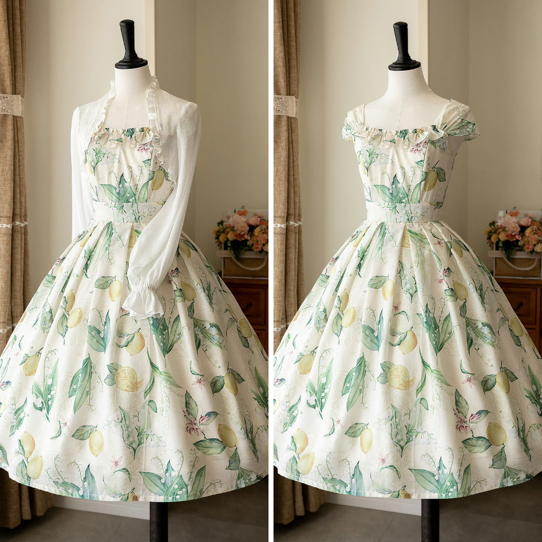 Lemon watercolor one-piece / bolero cardigan – remulia