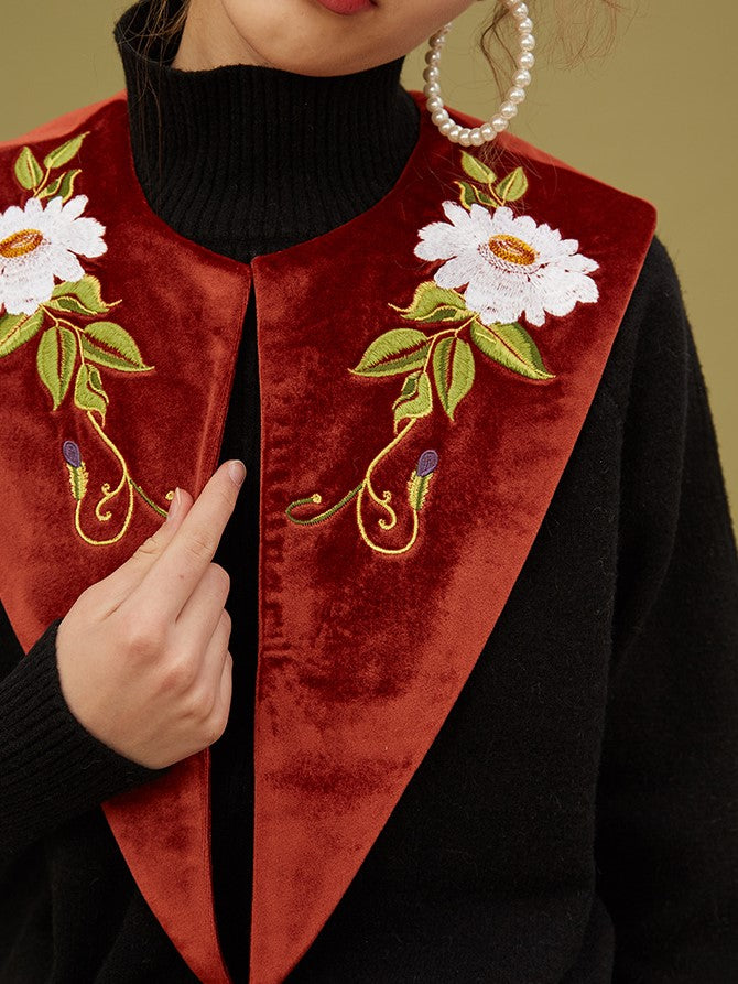 宮廷花刺繍の付け襟