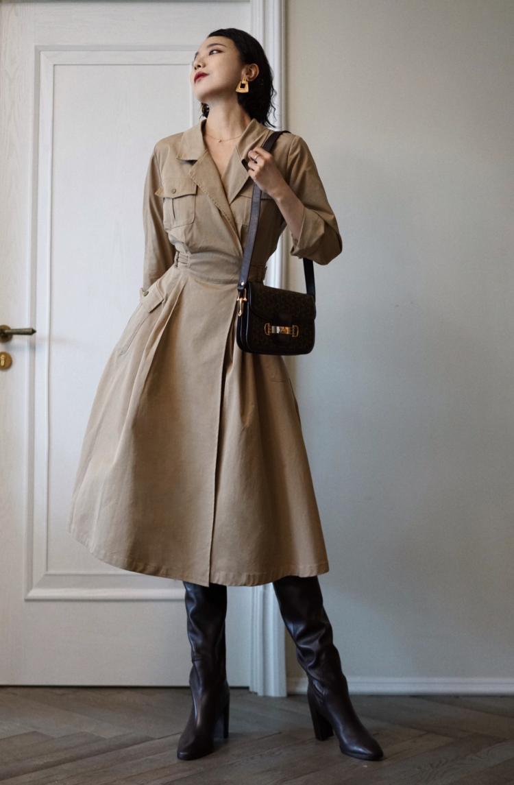 Western vintage khaki trench coat – remulia