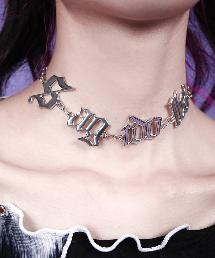 gothic girl logo chain necklace