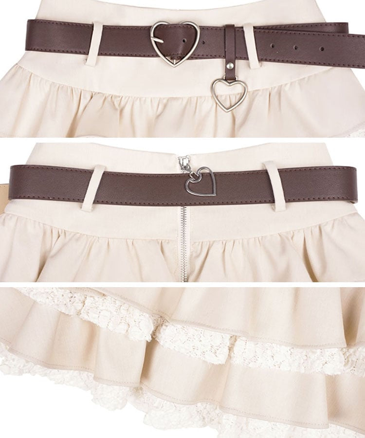 Princess Girl Lace Tiered Miniskirt & Heart Belt – remulia