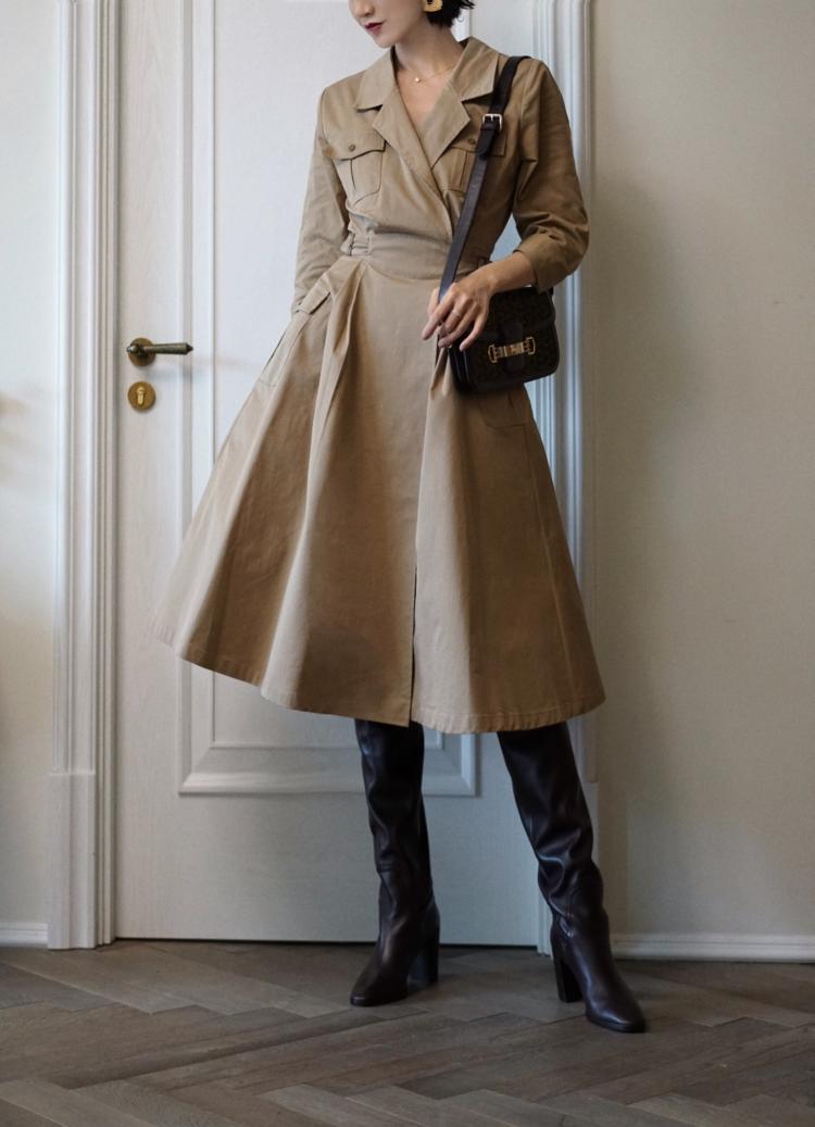 Western vintage khaki trench coat – remulia